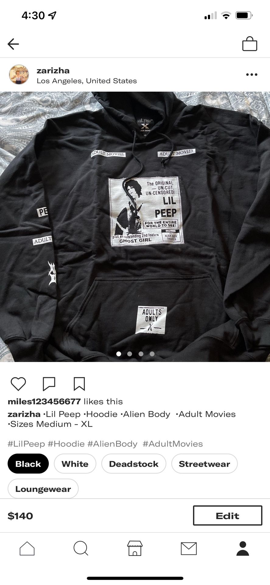 Lil peep x online alien body hoodie