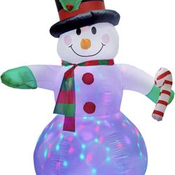 Dynaming 6 FT Christmas Inflatable Snowman, Christmas Blow up Decoration with Rotating LED Lights, Perfect for Indoor Outdoor Garden Yard Holiday