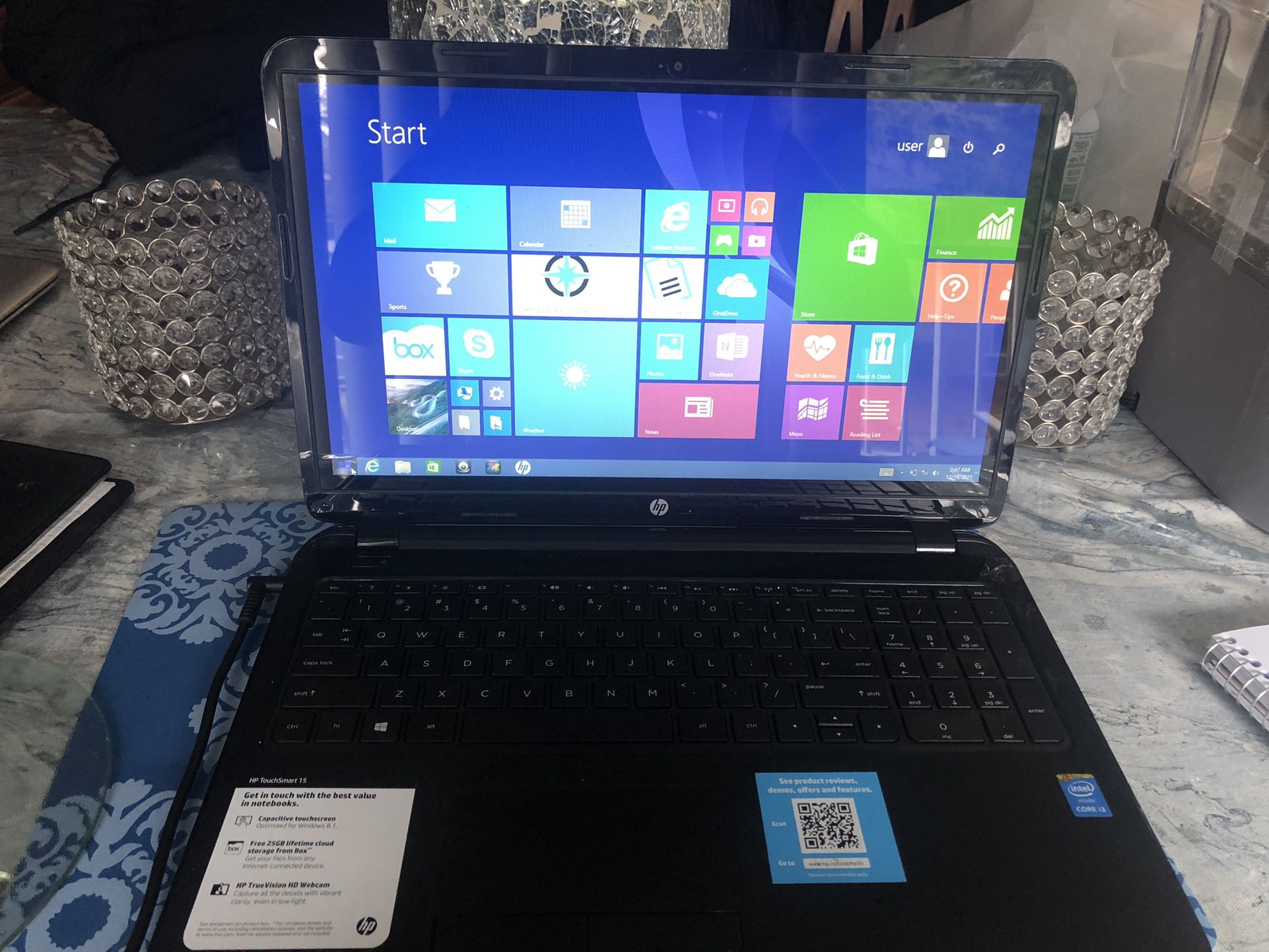 HP Model 15-TouchSmart Notebook PC, 15.6" touchscreen display 4GB RAM ~444GB HD