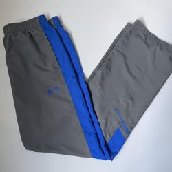 Vintage Youth Under Armour Windbreaker Tracksuit Pants Sportswear Gray/ Royal Blue XL