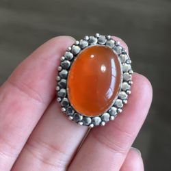 Size 7.5 925 silver overlay carnelian ring