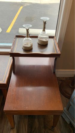 Leather top, antique, table set