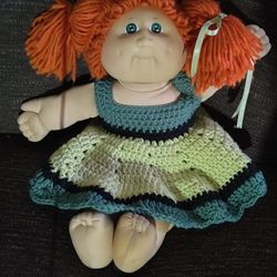 Vintage Doll With Knitted Dress Super Cut