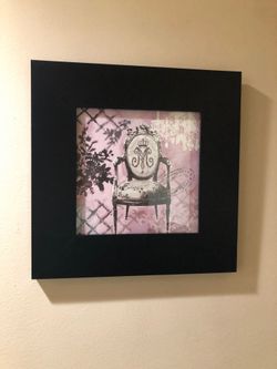 Set of 4 Framed Elegant Wall Art – Black Frame, Purple Accent
