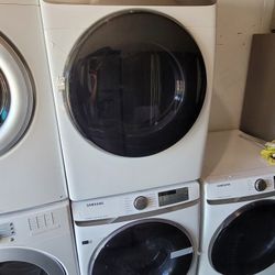 New Open Box Samsung Large Capacity Front Load Washer And Stackable Gas Dryer Set 