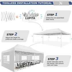 10x20 Waterproof Easy Up Canopy Tent With Side Walls Gazebo Wedding Party Pop Up Tent Canopy- (FOR SALE) Carpa