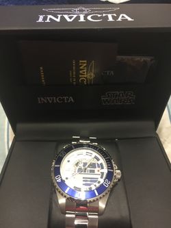 Invicta Star Wars silver, blue, & white mens watch