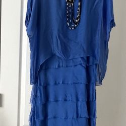 New Blue dress With Necklace 