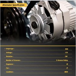 373002E200 1.8L 2.0L L4 Alternator for Hyundai Elantra 2011-2017, for Kia Forte Forte5 Forte Koup Soul 2012-2016, Replaces 11610N FG10T011 37300-2E210