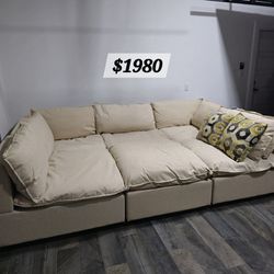 NEW 6 PIECE BEIGE SECTIONAL COUCH!