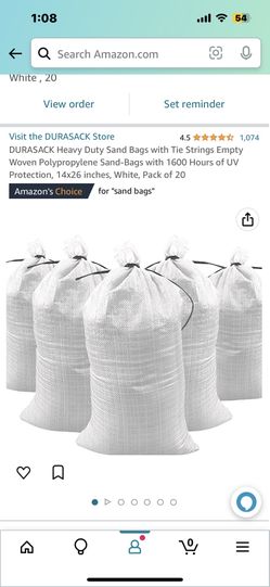 20 Heavy Duty Sand Bags w/Tie $1 Each