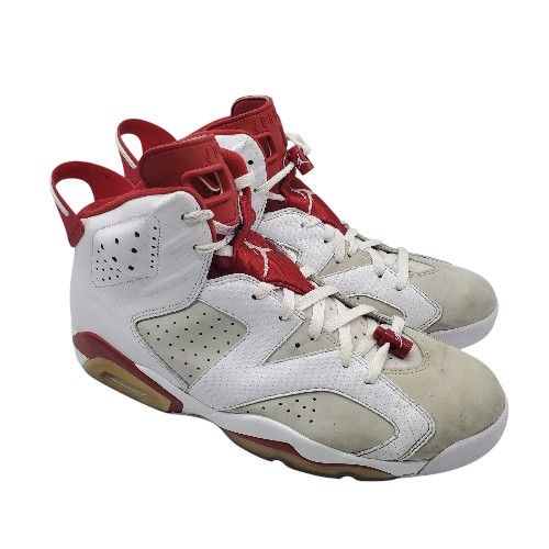 NIKE 'Air Jordan Retro 6 Alternate' White/Red Basketball Shoe 384664-113 Size 14