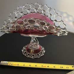 Stunning! Westmoreland Ruby Red "Crystal Lace" Banana Boat. East Orange 