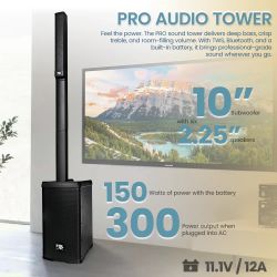 FOL 898 PRO SOUND TOWER, RECHARGEABLE, PORTABL Speaker , With TWO WIRELESS MICROPHONES🎶🎶