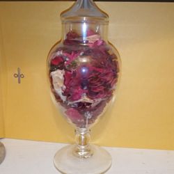 Dry Flowers In Glass Container 