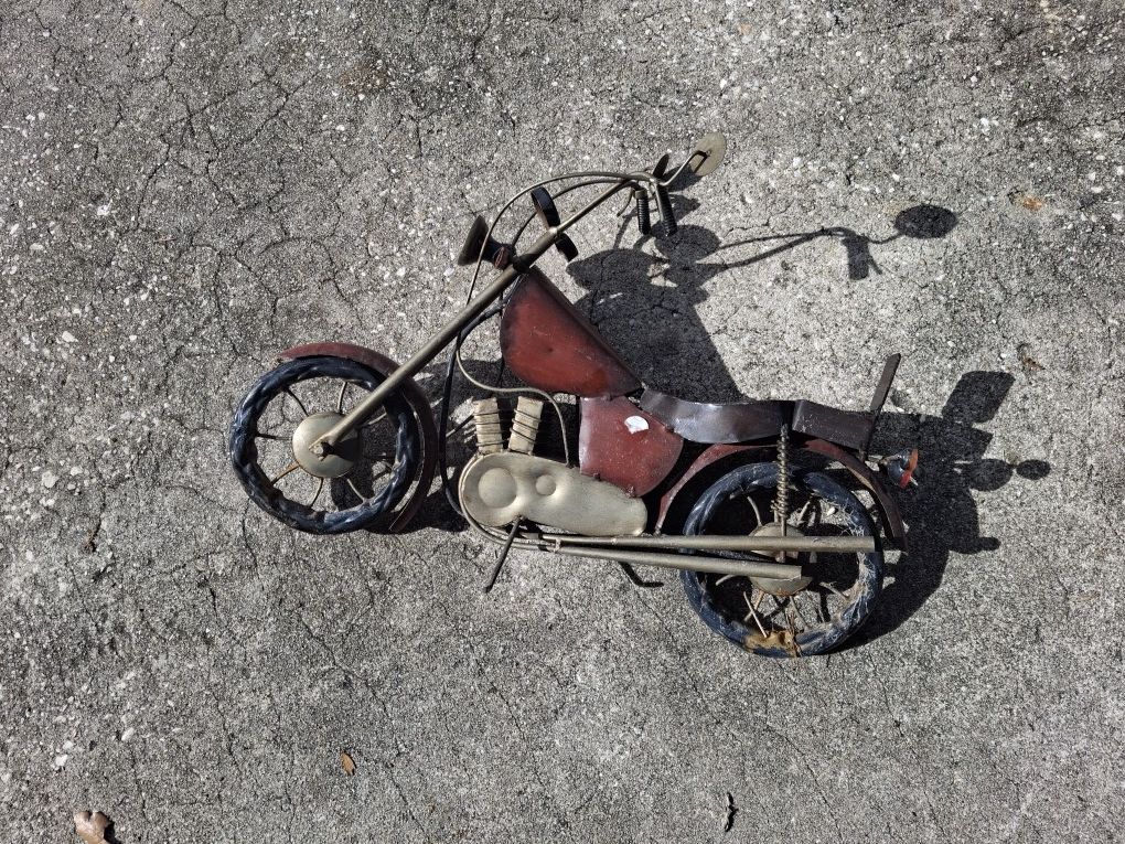 Cool table top metal rustic motorcycle piece
