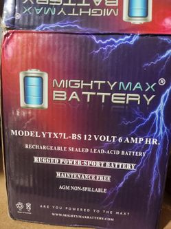 Mighty Max Battery YTX7L-BS 12 Volt 6 Amp Hr Sealed Lead-Acid Power Sport AGM