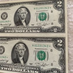 1976 $2 Dollars Bills Start Uncirculated 