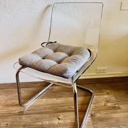 IKEA TOBIAS Chair, clear/chrome plated W/ Cushion