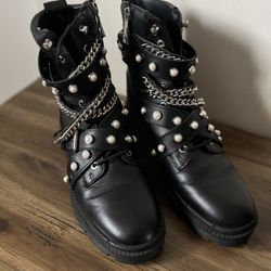 Zara Leather Biker Boots