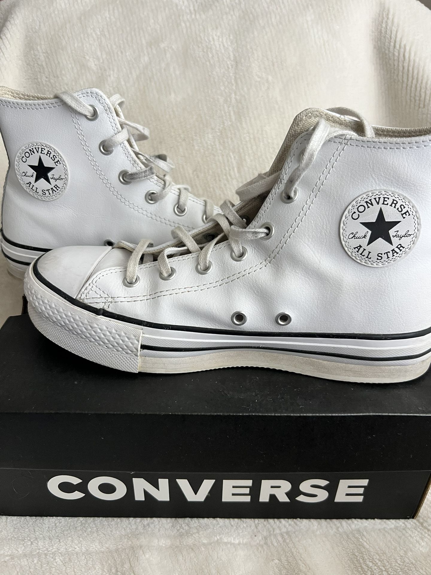 White Platformed Converse 