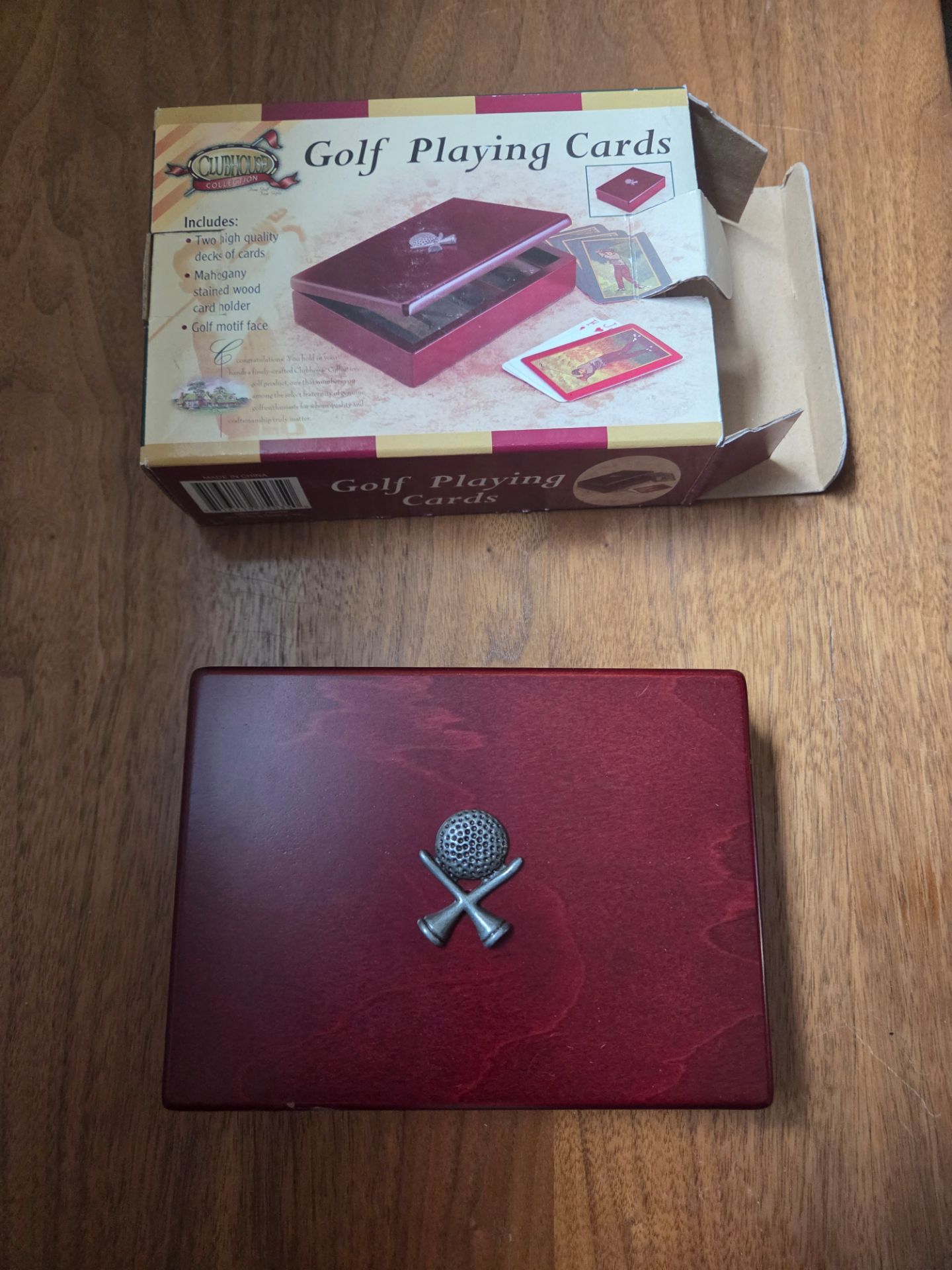 Clubhouse Collection Golf Playing Cards with Mahogany Wood Holder