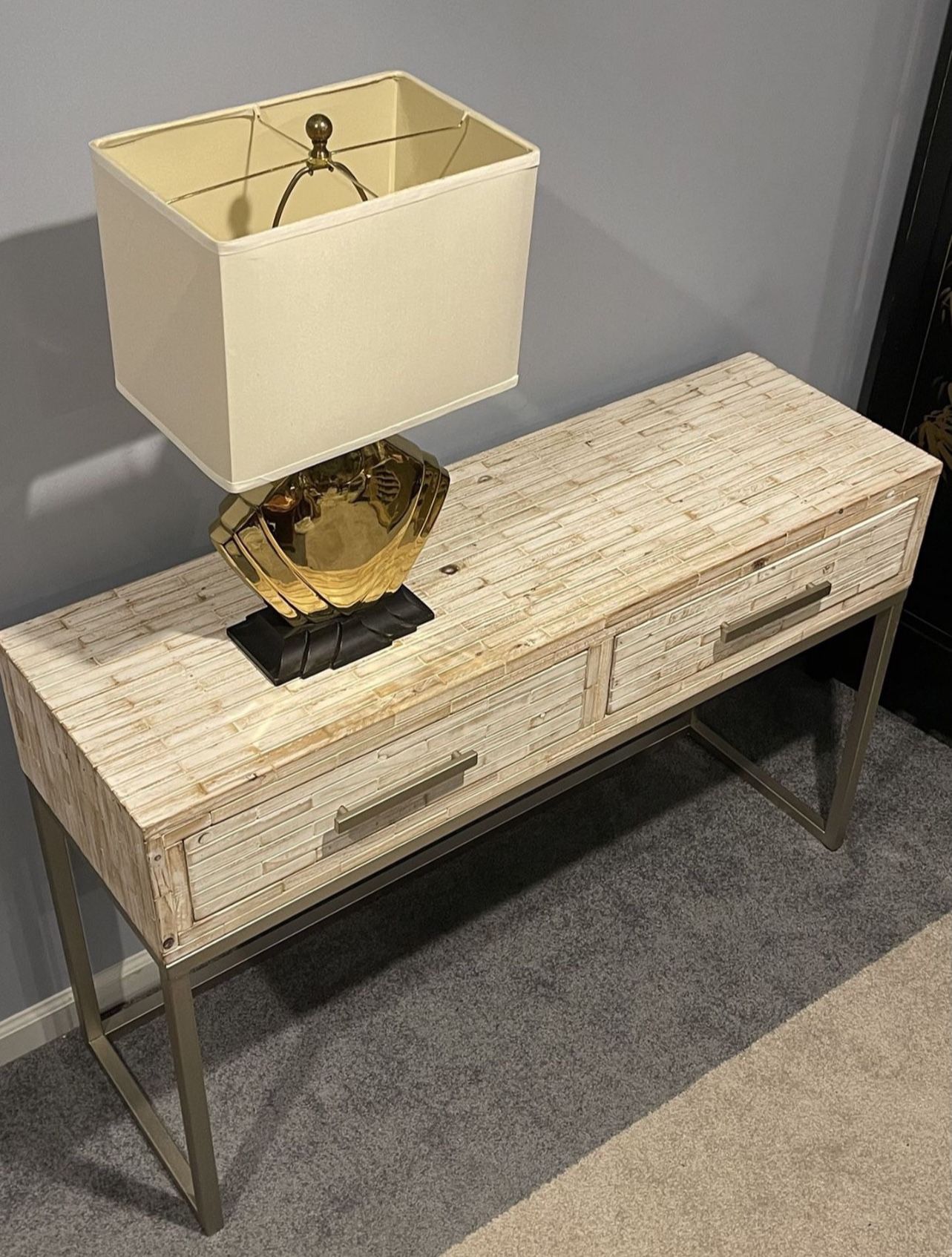 Modern Wood Top Console Table 