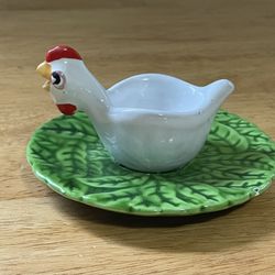Vintage rooster single egg cup ceramic