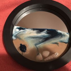 9” turtle with sea and shells mirror