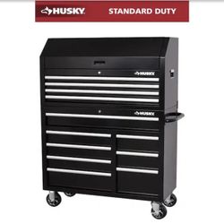 Husky Tool Storage 42 in. W x 18 in. D Standard Duty Black Tool Chest Combo
