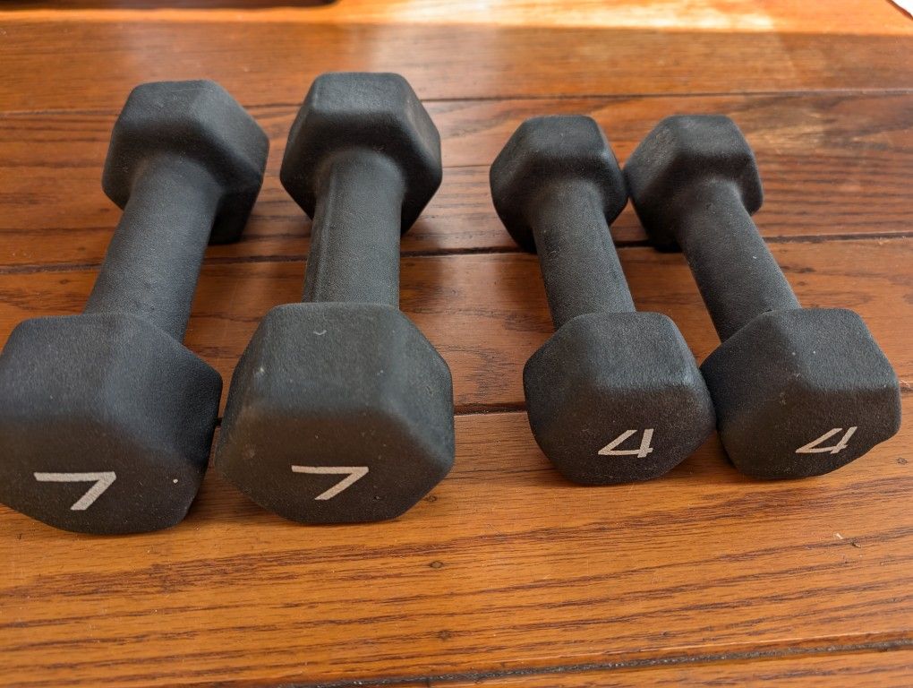 Dumbbell Hand Weights, 7lb + 4lb Sets