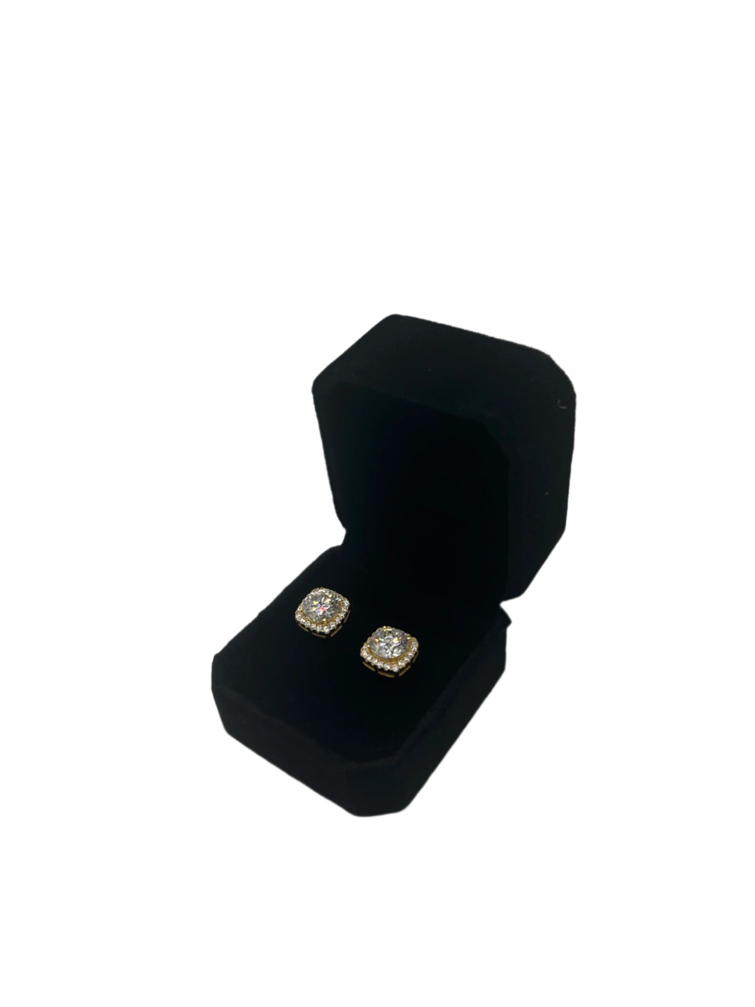 VVS1 Lab Stone Square Halo Earrings