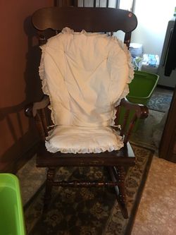 Cherry Wood Rocking Chair with Battenberg Lace Cushion