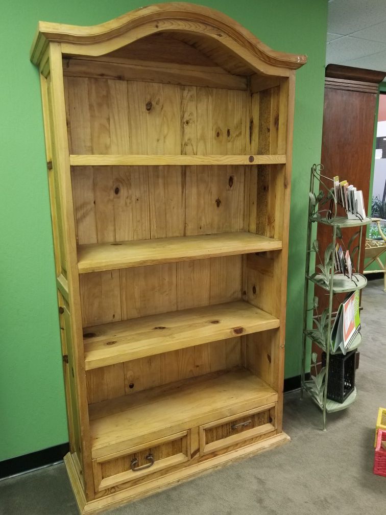 Two Beautiful and Sturdy Pine Bookcases with Drawers