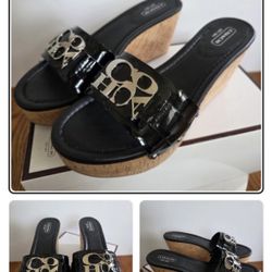 COACH Jen Cork Wedge Sandals Slip-On Shoes