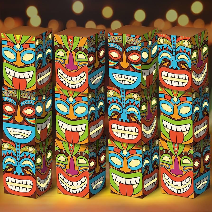 16 Tiki Hawaiian Luau Party Boxes Birthday Summer Beach