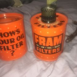 Vintage Fram Oil Filter Cigarette Lighter And Ashtray Gas Station Store Display