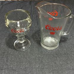 Vintage Coors Pitcher And Goblet 