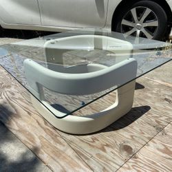 Space Age Hollywood Regency Glass Coffee Table 