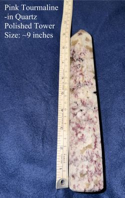 Rare Pink Tourmaline -in Quartz Tower 9"