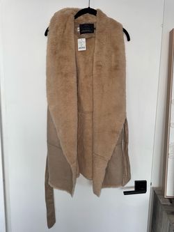 Taupe Faux Shearling Sleeveless Vest Size M