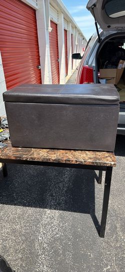 Black leather ottoman / bench with storage