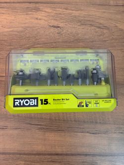 Ryobi 15 Pieces Shank Carbide Router Bit Set