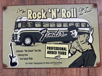 FENDER ROCK n ROLL VINTAGE METAL SIGN 11 X 17