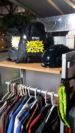 Motorcycle jackets, helmets and covers
