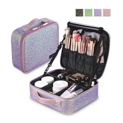 Byootique Sparkle Makeup Train Case w/ Dividers & Brush Holder - Makeup Bag (Color Options) -  Spring Sale