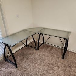 Glass/Metal Corner Desk