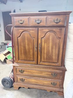 Wood Armoire Dresser with Drawers and Cabinet