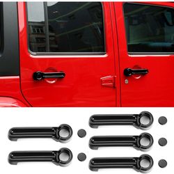 JeCar Door Handle Inserts Cover Kit & Tailgate Handle Cover for 2007-2018 Jeep Wrangler JK / 2008-2012 Jeep Liberty / 2007-2011 Dodge Nitro, Black