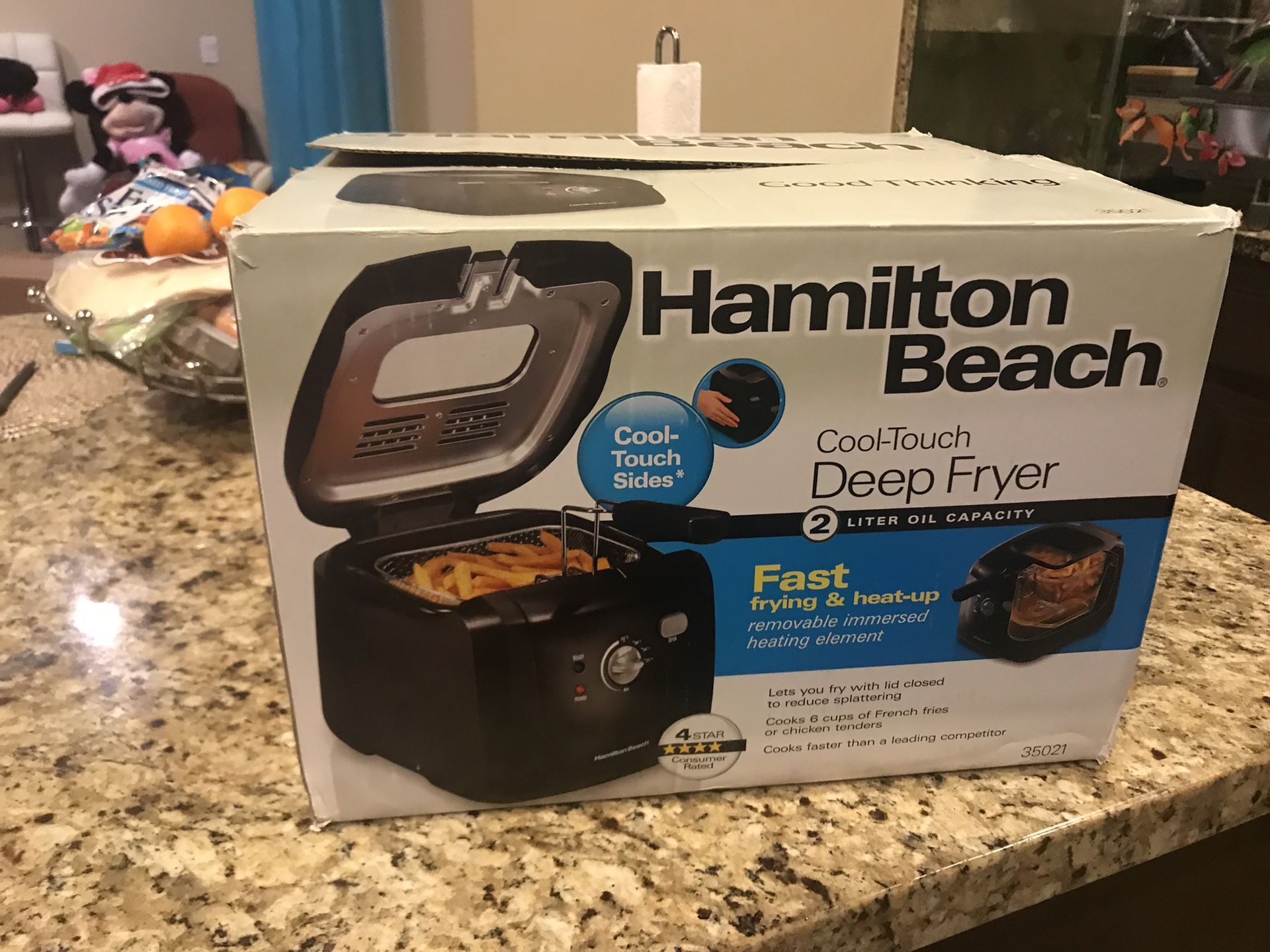 Hamilton Beach (35021) Deep Fryer, Cool Touch With Basket, 2 Liter Oil Capacity, Electric, Professional Grade